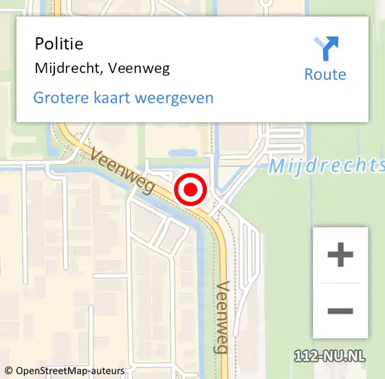Locatie op kaart van de 112 melding: Politie Mijdrecht, Veenweg op 27 juli 2023 14:45