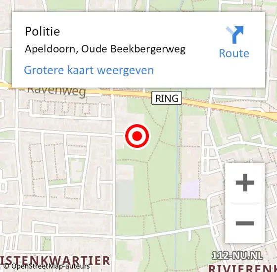 Locatie op kaart van de 112 melding: Politie Apeldoorn, Oude Beekbergerweg op 27 juli 2023 14:51