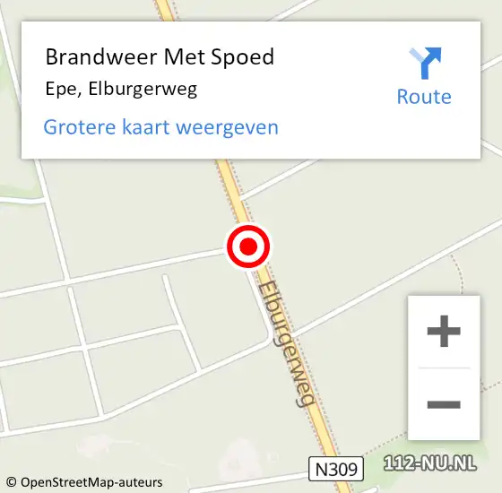 Locatie op kaart van de 112 melding: Brandweer Met Spoed Naar Epe, Elburgerweg op 3 september 2014 07:53