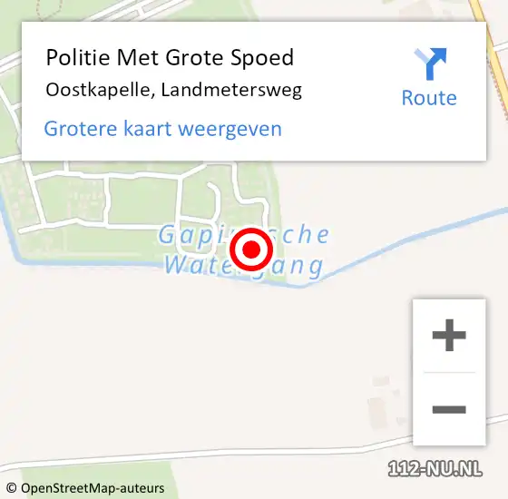 Locatie op kaart van de 112 melding: Politie Met Grote Spoed Naar Oostkapelle, Landmetersweg op 27 juli 2023 15:16