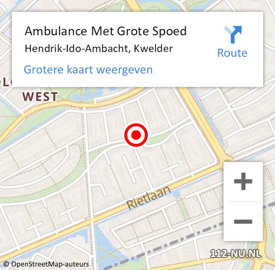 Locatie op kaart van de 112 melding: Ambulance Met Grote Spoed Naar Hendrik-Ido-Ambacht, Kwelder op 27 juli 2023 15:22