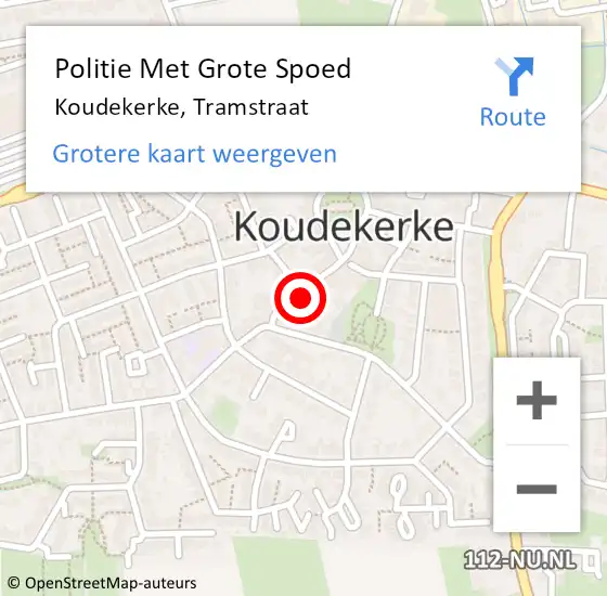 Locatie op kaart van de 112 melding: Politie Met Grote Spoed Naar Koudekerke, Tramstraat op 27 juli 2023 15:42