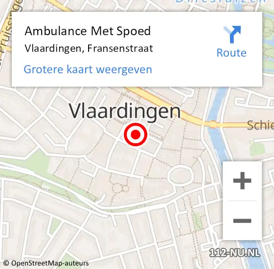 Locatie op kaart van de 112 melding: Ambulance Met Spoed Naar Vlaardingen, Fransenstraat op 27 juli 2023 15:44