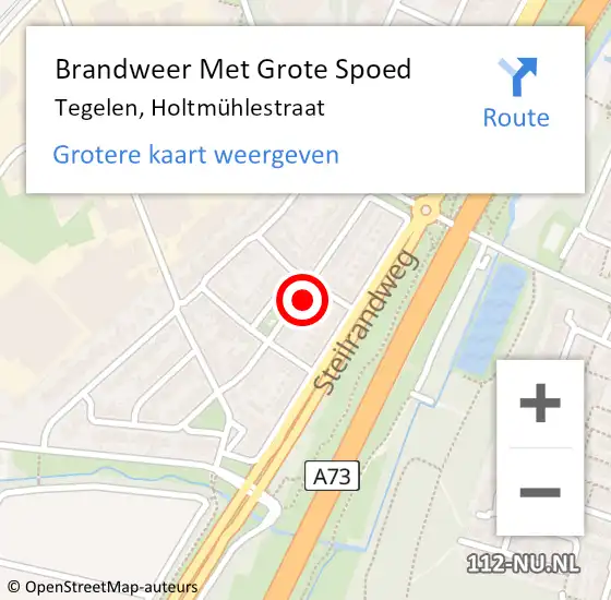 Locatie op kaart van de 112 melding: Brandweer Met Grote Spoed Naar Tegelen, Holtmühlestraat op 27 juli 2023 15:51