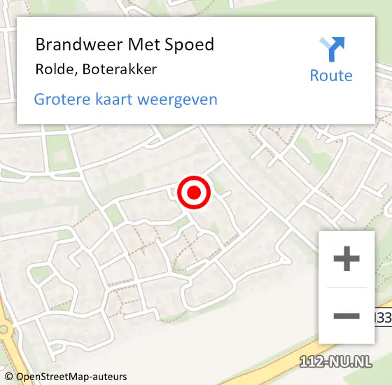 Locatie op kaart van de 112 melding: Brandweer Met Spoed Naar Rolde, Boterakker op 27 juli 2023 16:05