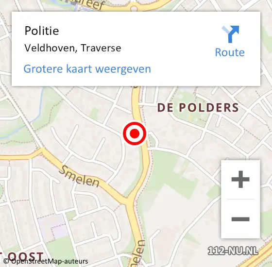 Locatie op kaart van de 112 melding: Politie Veldhoven, Traverse op 27 juli 2023 16:09