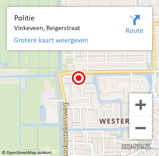 Locatie op kaart van de 112 melding: Politie Vinkeveen, Reigerstraat op 27 juli 2023 16:25