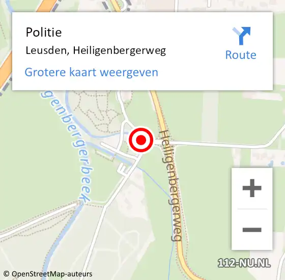 Locatie op kaart van de 112 melding: Politie Leusden, Heiligenbergerweg op 27 juli 2023 16:30