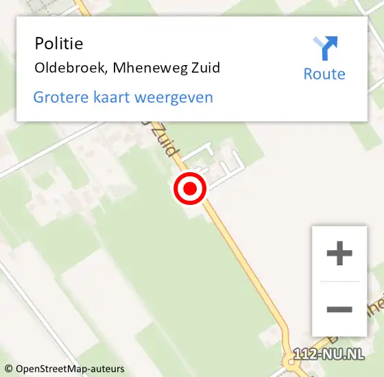Locatie op kaart van de 112 melding: Politie Oldebroek, Mheneweg Zuid op 27 juli 2023 16:39