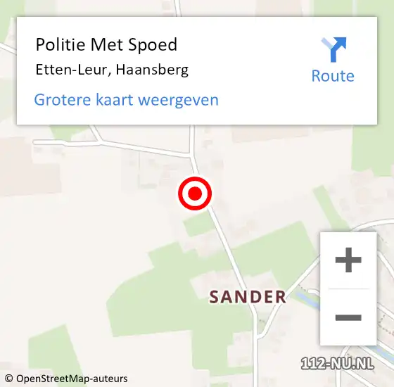 Locatie op kaart van de 112 melding: Politie Met Spoed Naar Etten-Leur, Haansberg op 27 juli 2023 16:46