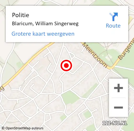 Locatie op kaart van de 112 melding: Politie Blaricum, William Singerweg op 27 juli 2023 17:17