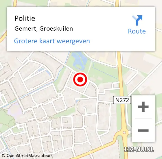 Locatie op kaart van de 112 melding: Politie Gemert, Groeskuilen op 27 juli 2023 17:18