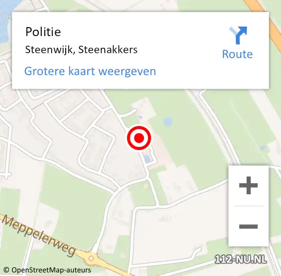Locatie op kaart van de 112 melding: Politie Steenwijk, Steenakkers op 27 juli 2023 17:39