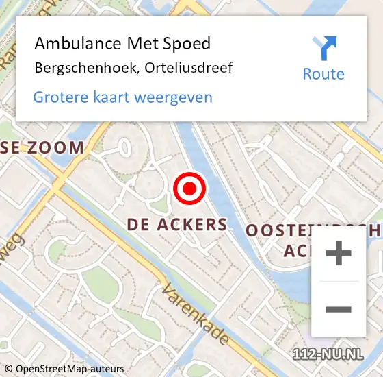 Locatie op kaart van de 112 melding: Ambulance Met Spoed Naar Bergschenhoek, Orteliusdreef op 27 juli 2023 18:04