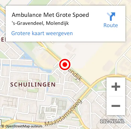 Locatie op kaart van de 112 melding: Ambulance Met Grote Spoed Naar 's-Gravendeel, Molendijk op 27 juli 2023 18:25