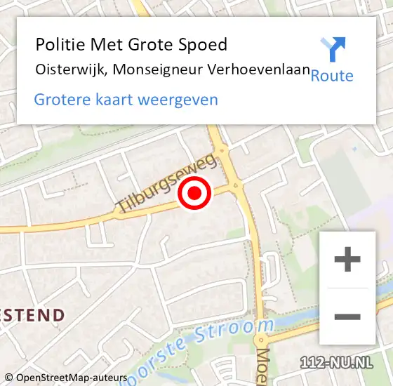 Locatie op kaart van de 112 melding: Politie Met Grote Spoed Naar Oisterwijk, Monseigneur Verhoevenlaan op 27 juli 2023 18:32