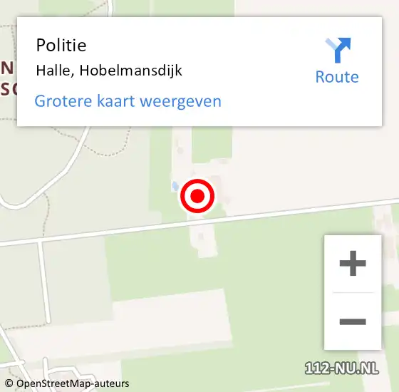 Locatie op kaart van de 112 melding: Politie Halle, Hobelmansdijk op 27 juli 2023 18:43