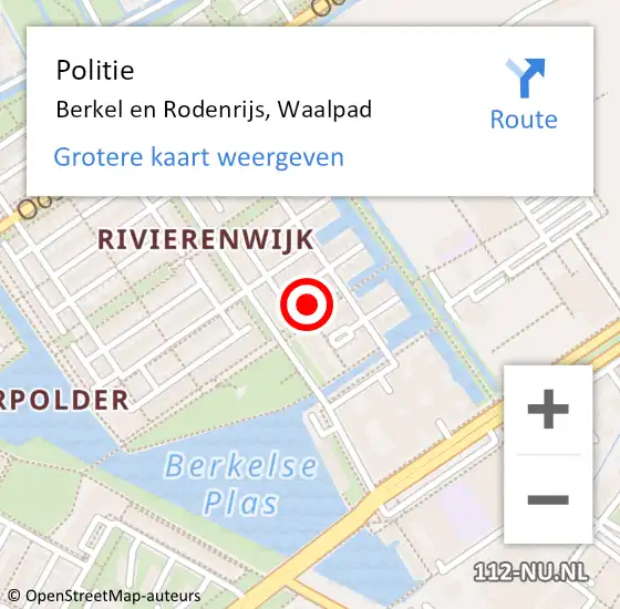 Locatie op kaart van de 112 melding: Politie Berkel en Rodenrijs, Waalpad op 27 juli 2023 19:05