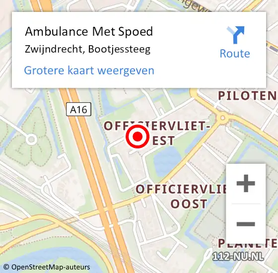Locatie op kaart van de 112 melding: Ambulance Met Spoed Naar Zwijndrecht, Bootjessteeg op 27 juli 2023 19:32