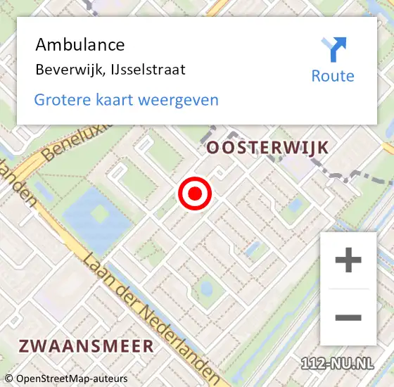 Locatie op kaart van de 112 melding: Ambulance Beverwijk, IJsselstraat op 27 juli 2023 19:36