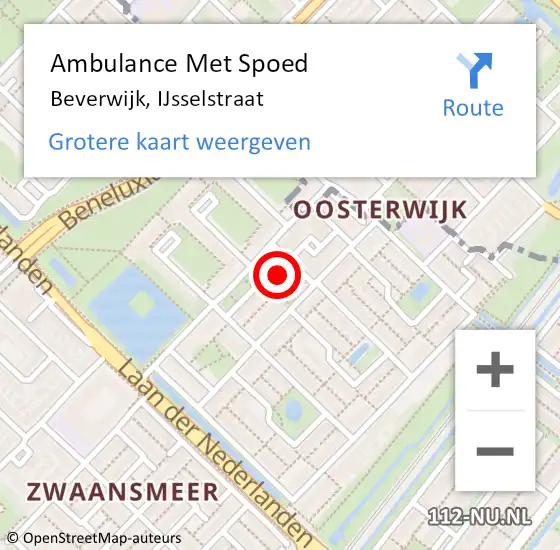 Locatie op kaart van de 112 melding: Ambulance Met Spoed Naar Beverwijk, IJsselstraat op 27 juli 2023 19:38