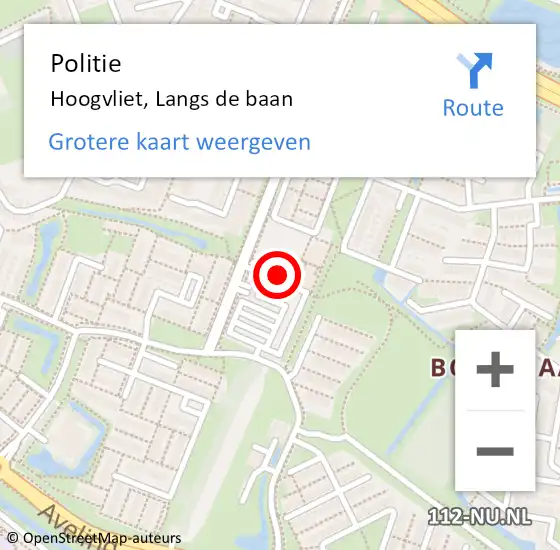 Locatie op kaart van de 112 melding: Politie Hoogvliet, Langs de baan op 27 juli 2023 19:38