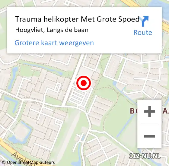 Locatie op kaart van de 112 melding: Trauma helikopter Met Grote Spoed Naar Hoogvliet, Langs de baan op 27 juli 2023 19:42