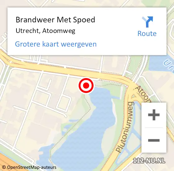 Locatie op kaart van de 112 melding: Brandweer Met Spoed Naar Utrecht, Atoomweg op 27 juli 2023 20:08