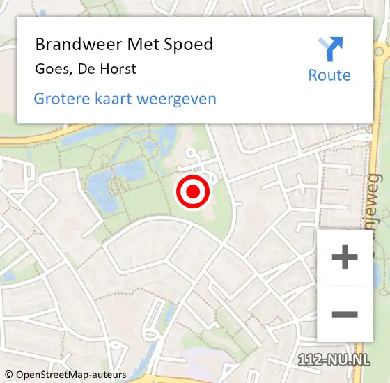 Locatie op kaart van de 112 melding: Brandweer Met Spoed Naar Goes, De Horst op 27 juli 2023 20:12