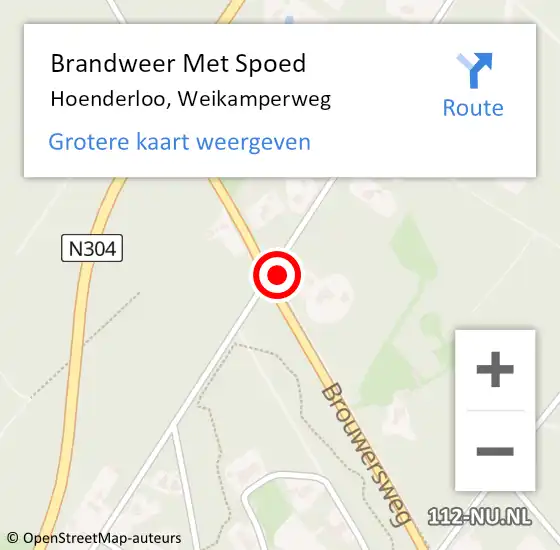 Locatie op kaart van de 112 melding: Brandweer Met Spoed Naar Hoenderloo, Weikamperweg op 27 juli 2023 20:19