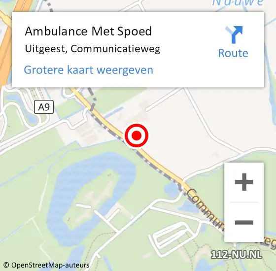 Locatie op kaart van de 112 melding: Ambulance Met Spoed Naar Uitgeest, Communicatieweg op 27 juli 2023 20:21