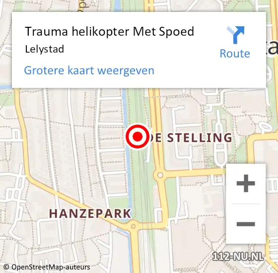 Locatie op kaart van de 112 melding: Trauma helikopter Met Spoed Naar Lelystad op 27 juli 2023 20:24