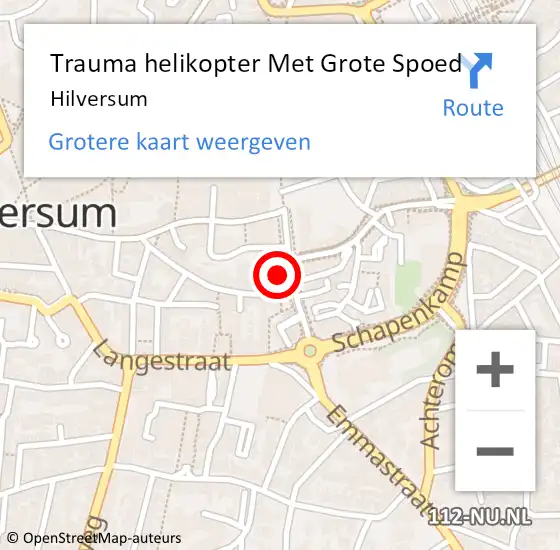 Locatie op kaart van de 112 melding: Trauma helikopter Met Grote Spoed Naar Hilversum op 27 juli 2023 20:46