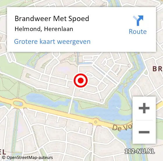 Locatie op kaart van de 112 melding: Brandweer Met Spoed Naar Helmond, Herenlaan op 27 juli 2023 20:59