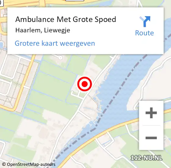 Locatie op kaart van de 112 melding: Ambulance Met Grote Spoed Naar Haarlem, Liewegje op 27 juli 2023 21:12