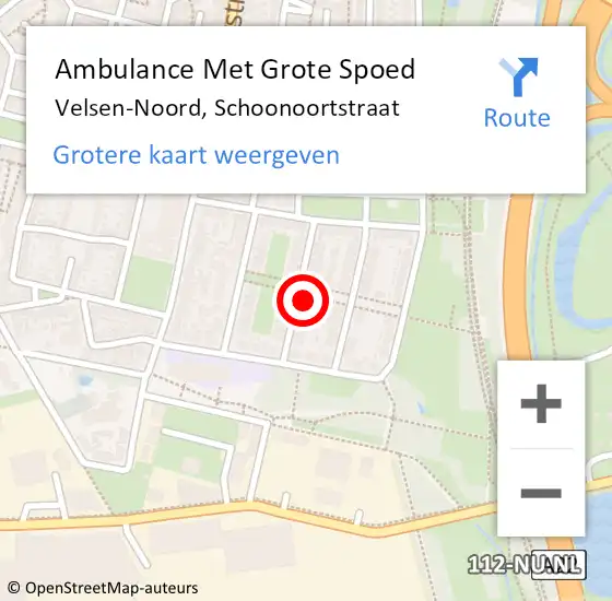 Locatie op kaart van de 112 melding: Ambulance Met Grote Spoed Naar Velsen-Noord, Schoonoortstraat op 27 juli 2023 21:20