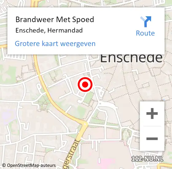 Locatie op kaart van de 112 melding: Brandweer Met Spoed Naar Enschede, Hermandad op 27 juli 2023 23:05