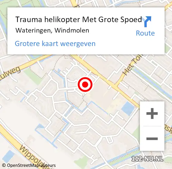 Locatie op kaart van de 112 melding: Trauma helikopter Met Grote Spoed Naar Wateringen, Windmolen op 27 juli 2023 23:11