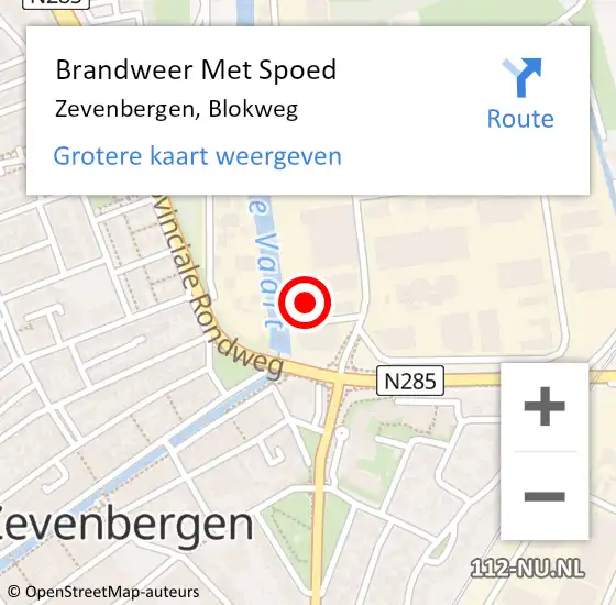 Locatie op kaart van de 112 melding: Brandweer Met Spoed Naar Zevenbergen, Blokweg op 27 juli 2023 23:26