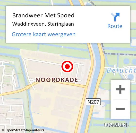 Locatie op kaart van de 112 melding: Brandweer Met Spoed Naar Waddinxveen, Staringlaan op 27 juli 2023 23:37