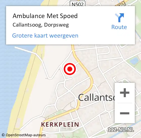 Locatie op kaart van de 112 melding: Ambulance Met Spoed Naar Callantsoog, Dorpsweg op 27 juli 2023 23:51