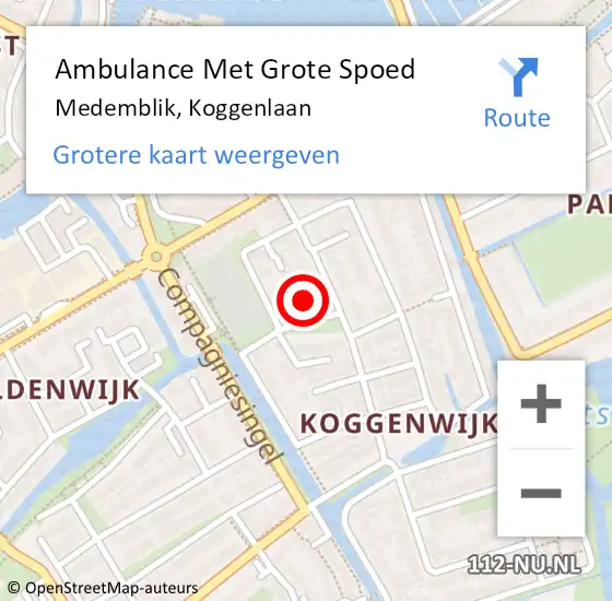 Locatie op kaart van de 112 melding: Ambulance Met Grote Spoed Naar Medemblik, Koggenlaan op 28 juli 2023 00:12