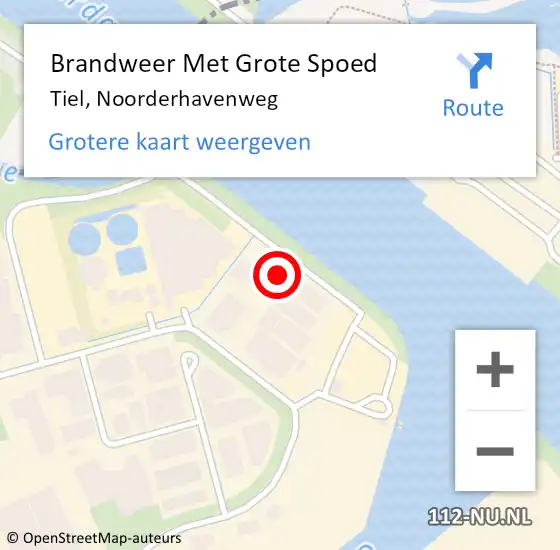 Locatie op kaart van de 112 melding: Brandweer Met Grote Spoed Naar Tiel, Noorderhavenweg op 28 juli 2023 00:17