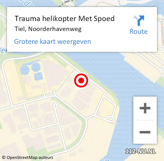 Locatie op kaart van de 112 melding: Trauma helikopter Met Spoed Naar Tiel, Noorderhavenweg op 28 juli 2023 00:17