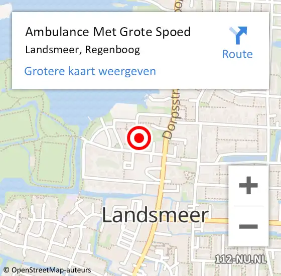 Locatie op kaart van de 112 melding: Ambulance Met Grote Spoed Naar Landsmeer, Regenboog op 28 juli 2023 00:19