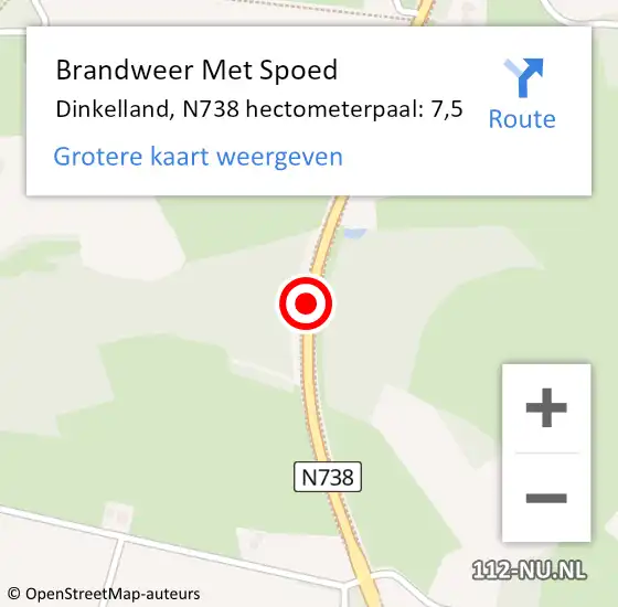 Locatie op kaart van de 112 melding: Brandweer Met Spoed Naar Dinkelland, N738 hectometerpaal: 7,5 op 28 juli 2023 00:28