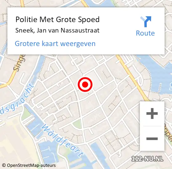 Locatie op kaart van de 112 melding: Politie Met Grote Spoed Naar Sneek, Jan van Nassaustraat op 28 juli 2023 03:23