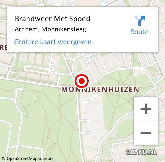 Locatie op kaart van de 112 melding: Brandweer Met Spoed Naar Arnhem, Monnikensteeg op 28 juli 2023 03:29