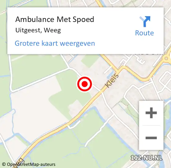 Locatie op kaart van de 112 melding: Ambulance Met Spoed Naar Uitgeest, Weeg op 28 juli 2023 04:58