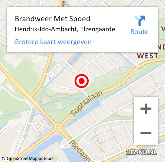 Locatie op kaart van de 112 melding: Brandweer Met Spoed Naar Hendrik-Ido-Ambacht, Elzengaarde op 28 juli 2023 07:10